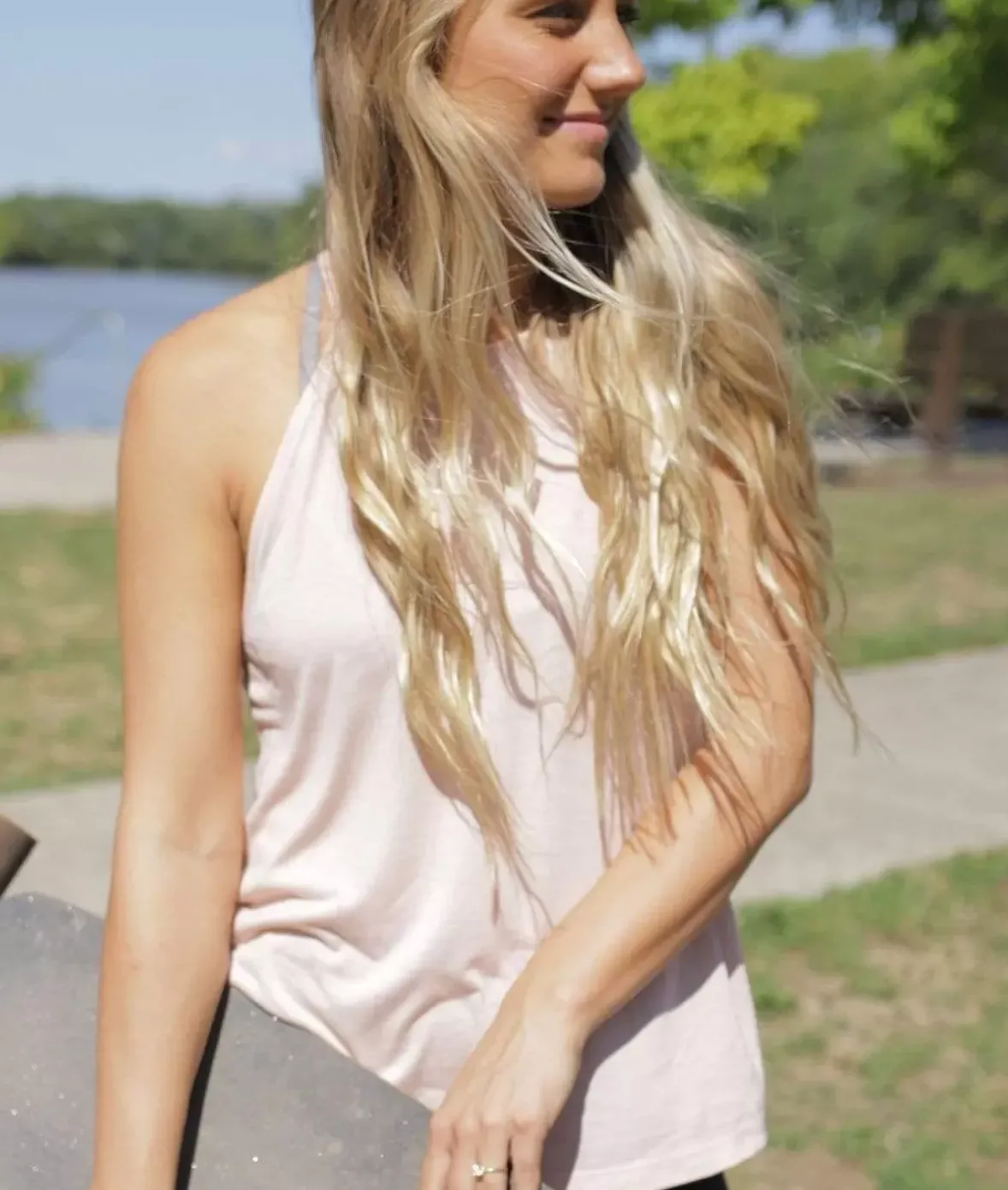 Nayked Apparel Tops>Women'S Ridiculously Soft Lightweight Flowy High Neck Tank Top