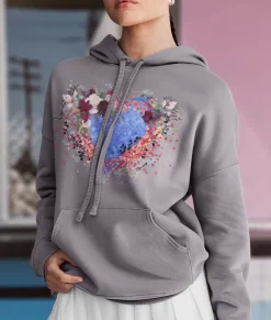 Nayked Apparel Hoodies & Sweatshirts>Women'S Ridiculously Soft Oversized Graphic Fleece Hoodie | Heart Art