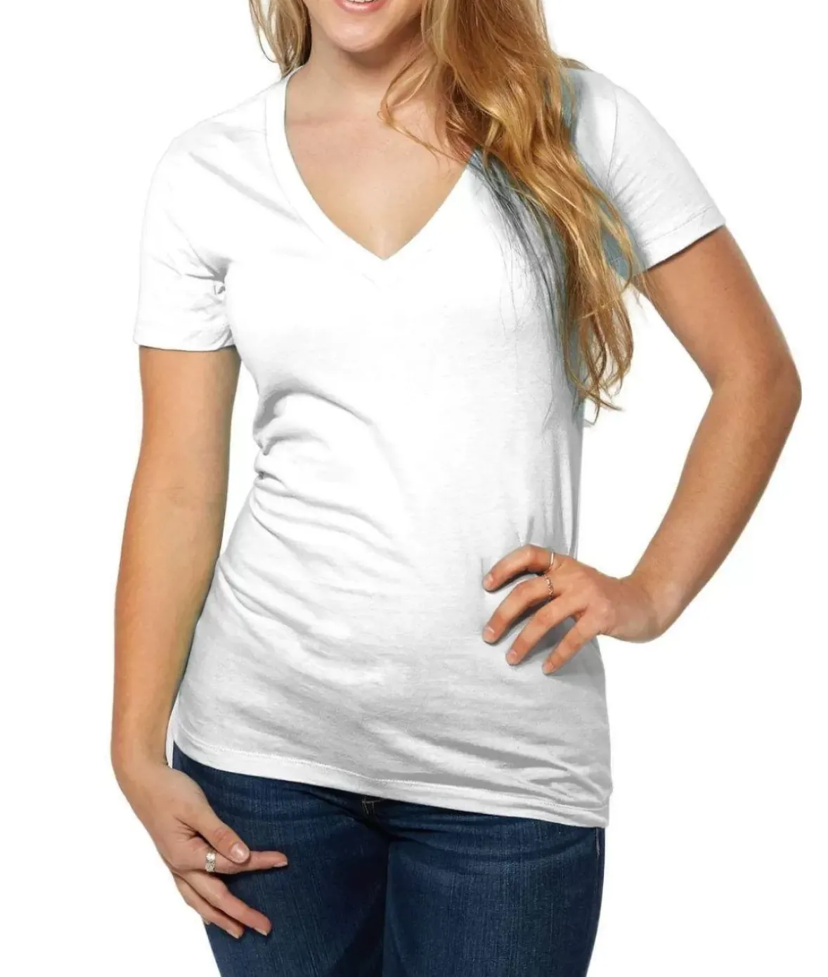 Nayked Apparel Tops>Women'S Ridiculously Soft Deep V-Neck T-Shirt