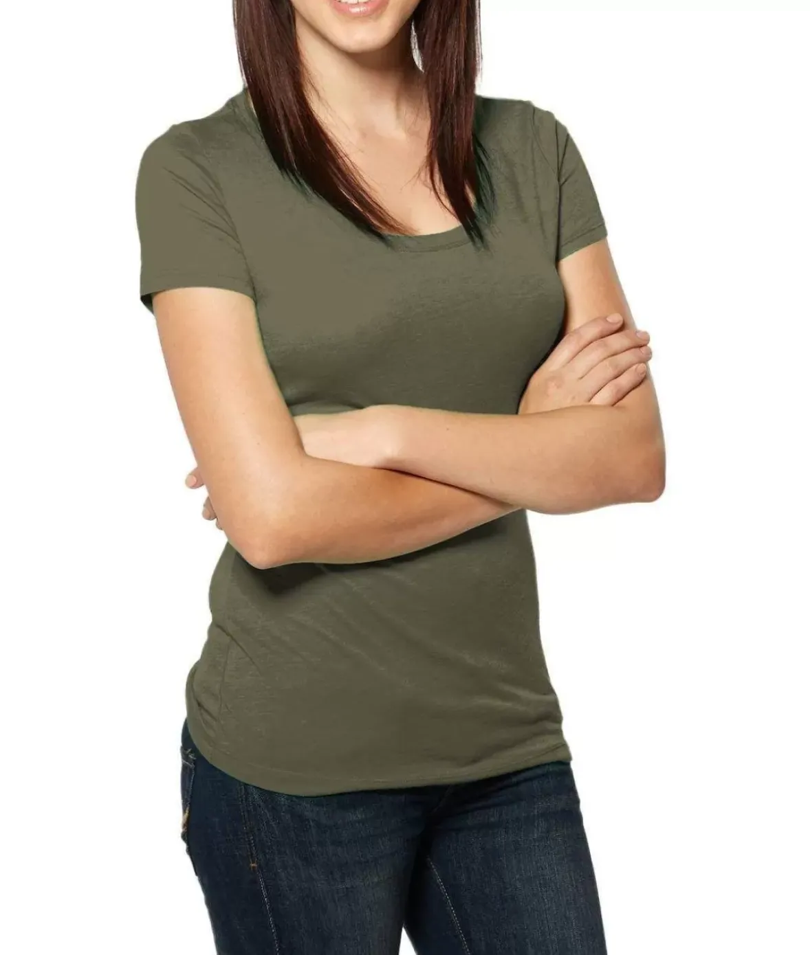 Nayked Apparel Tops>Women'S Ridiculously Soft Lightweight Deep Scoop-Neck T-Shirt