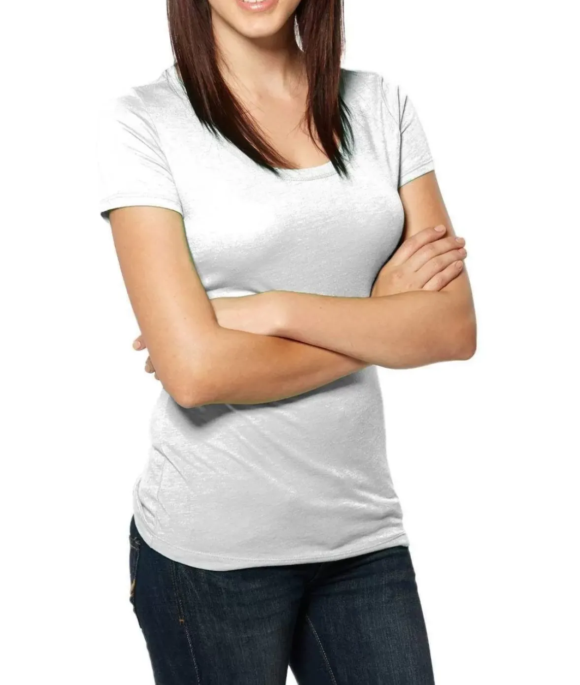 Nayked Apparel Tops>Women'S Ridiculously Soft Lightweight Deep Scoop-Neck T-Shirt