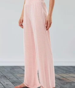 Nayked Apparel Bottoms Skirts & Dresses>Women'S Ridiculously Soft Shirred Wide Leg Fine Line Striped Lounge Pants