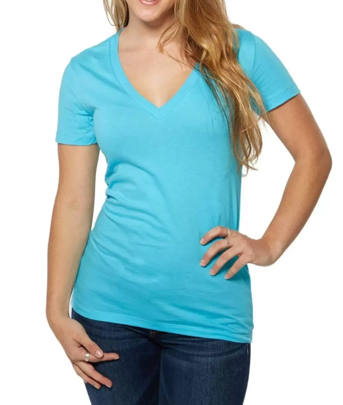 Nayked Apparel T-Shirts>Women'S Ridiculously Soft Deep V-Neck T-Shirt