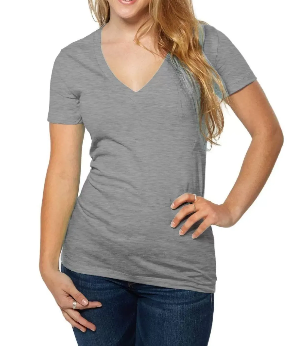 Nayked Apparel T-Shirts>Women'S Ridiculously Soft Deep V-Neck T-Shirt