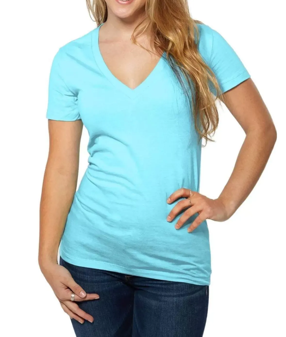 Nayked Apparel T-Shirts>Women'S Ridiculously Soft Deep V-Neck T-Shirt