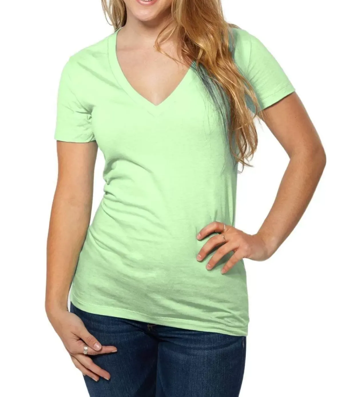 Nayked Apparel T-Shirts>Women'S Ridiculously Soft Deep V-Neck T-Shirt