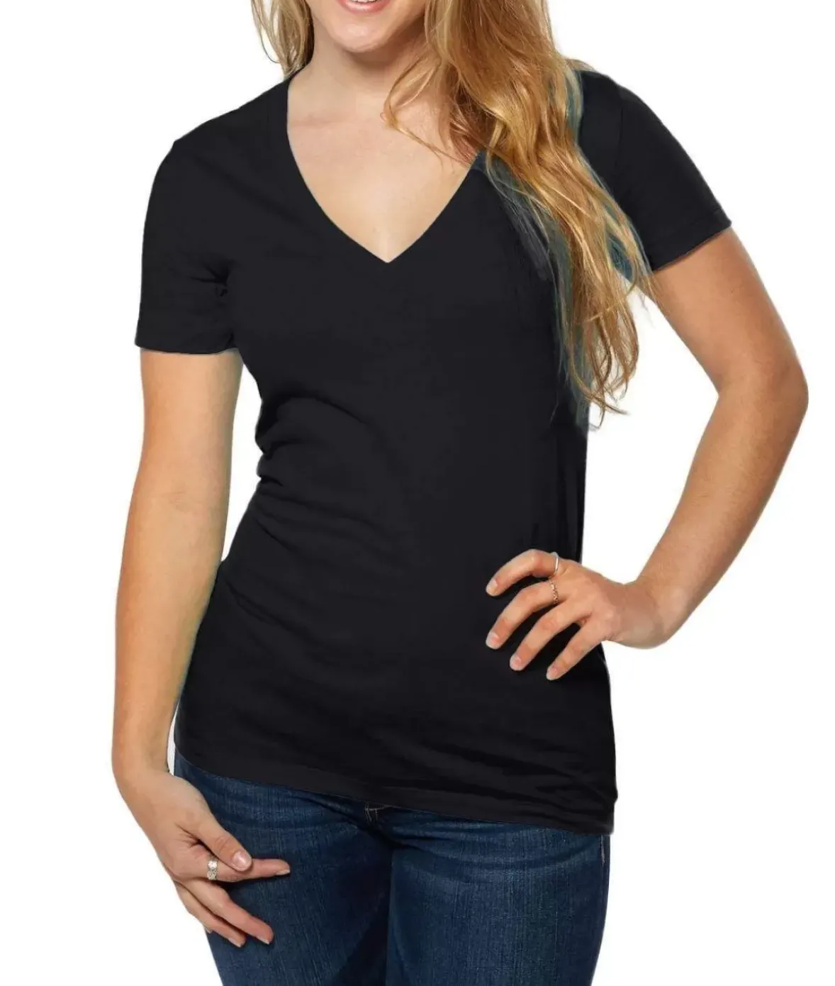 Nayked Apparel T-Shirts>Women'S Ridiculously Soft Deep V-Neck T-Shirt
