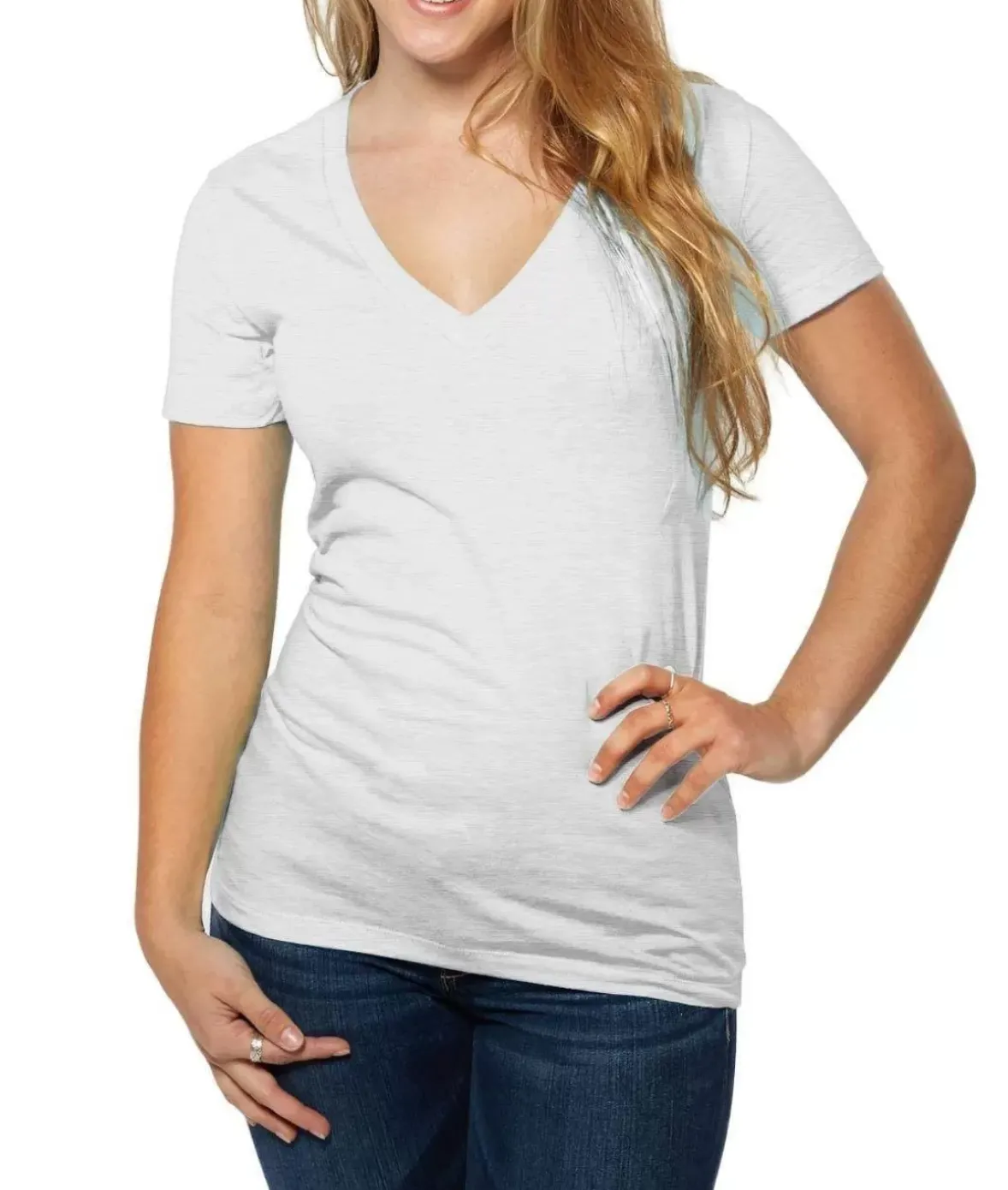 Nayked Apparel T-Shirts>Women'S Ridiculously Soft Deep V-Neck T-Shirt