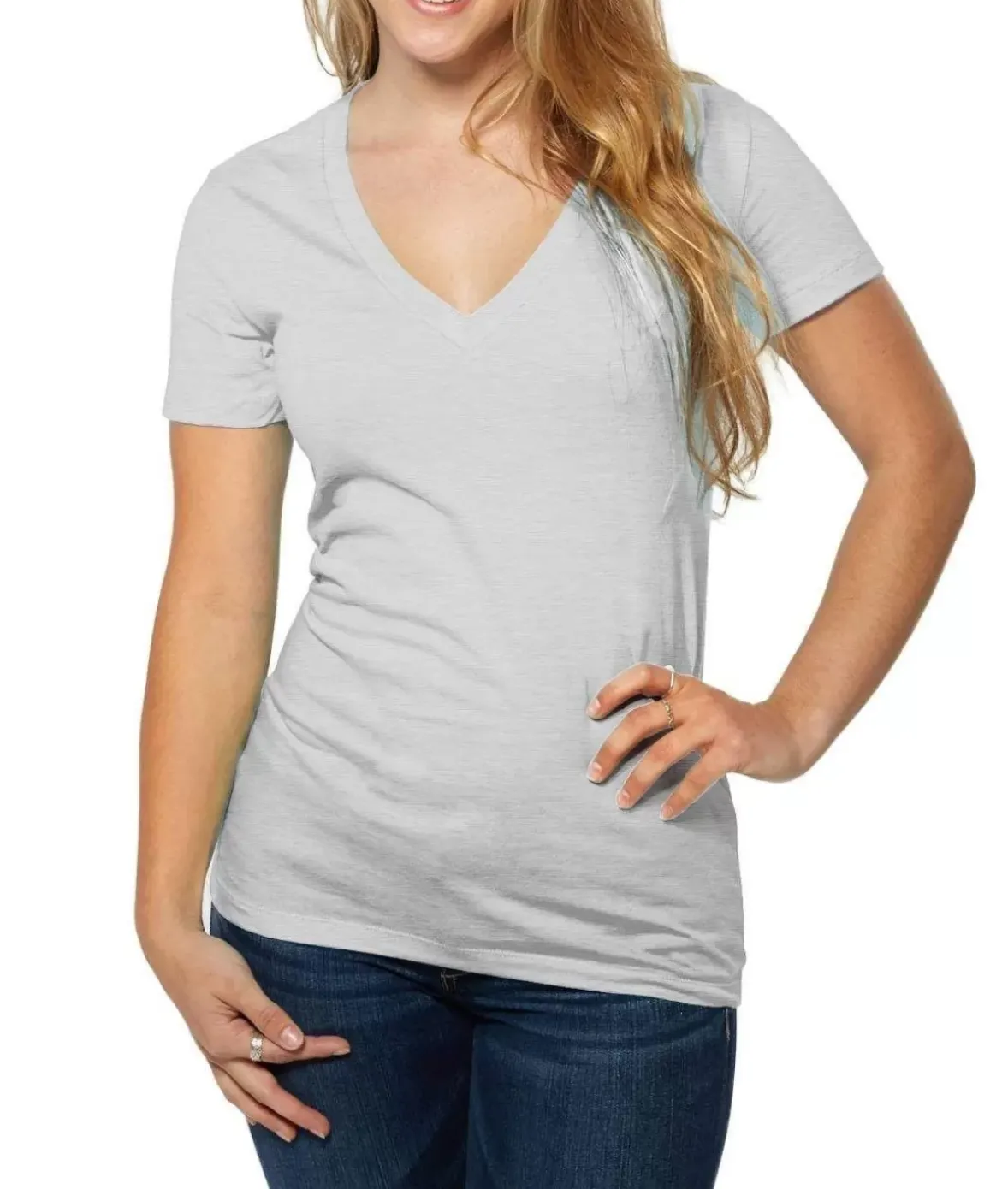 Nayked Apparel T-Shirts>Women'S Ridiculously Soft Deep V-Neck T-Shirt