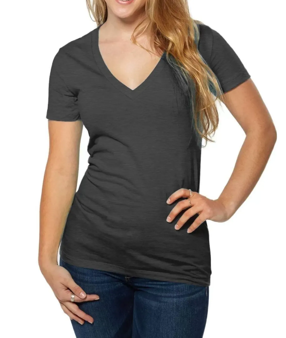 Nayked Apparel T-Shirts>Women'S Ridiculously Soft Deep V-Neck T-Shirt