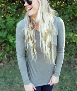 Nayked Apparel T-Shirts>Women'S Ridiculously Soft Lightweight Long Sleeve Scoop-Neck T-Shirt