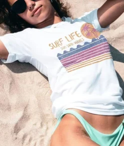 Nayked Apparel Tops>Women'S Ridiculously Soft 100% Cotton Graphic Tee | Surf Life