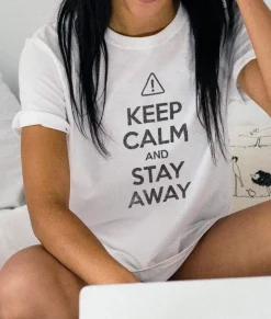 Nayked Apparel T-Shirts>Women'S Ridiculously Soft 100% Cotton Graphic Tee | Keep Calm And Stay Away