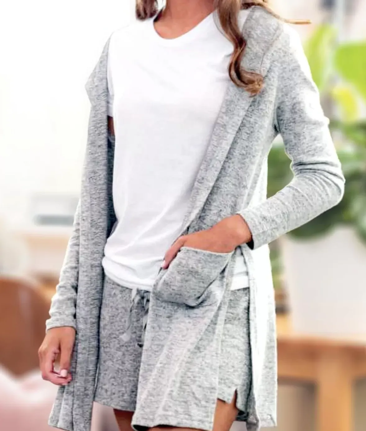 Nayked Apparel Cardigans & Sweaters>Women'S Ridiculously Soft Cuddle Fleece Lounge Cardigan Oxford