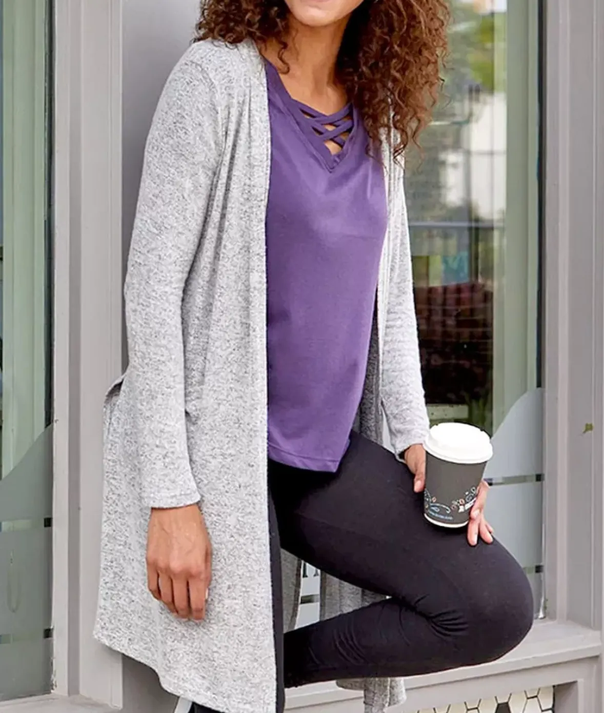Nayked Apparel Cardigans & Sweaters>Women'S Ridiculously Soft Cuddle Fleece Lounge Cardigan Oxford
