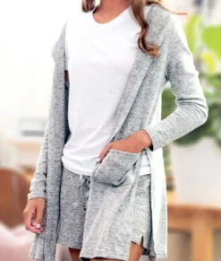 Nayked Apparel Outerwear>Women'S Ridiculously Soft Cuddle Fleece Lounge Cardigan Oxford