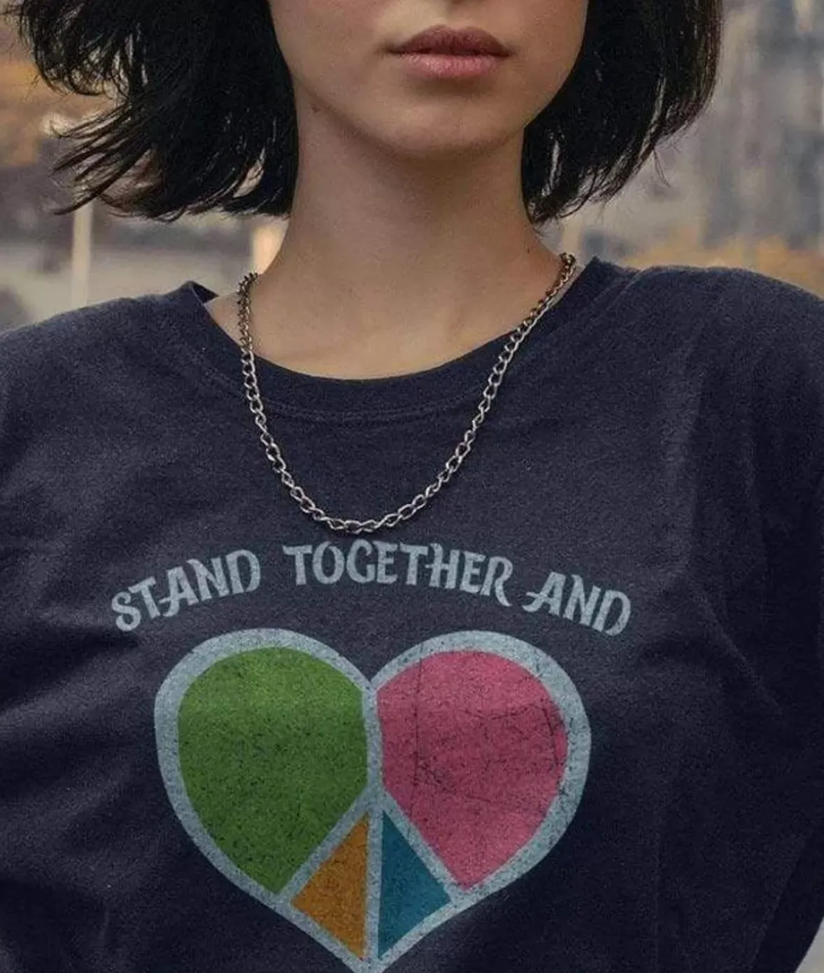 Nayked Apparel Tops>Women'S Ridiculously Soft Oversized Graphic Tee | Stand Together And Love One Another