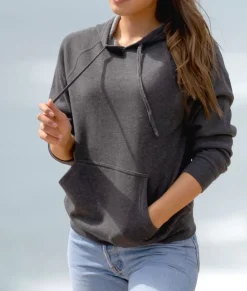 Nayked Apparel Tops>Women'S Ridiculously Soft Boyfriend Raglan Sleeve Hooded Pullover Sweatshirt