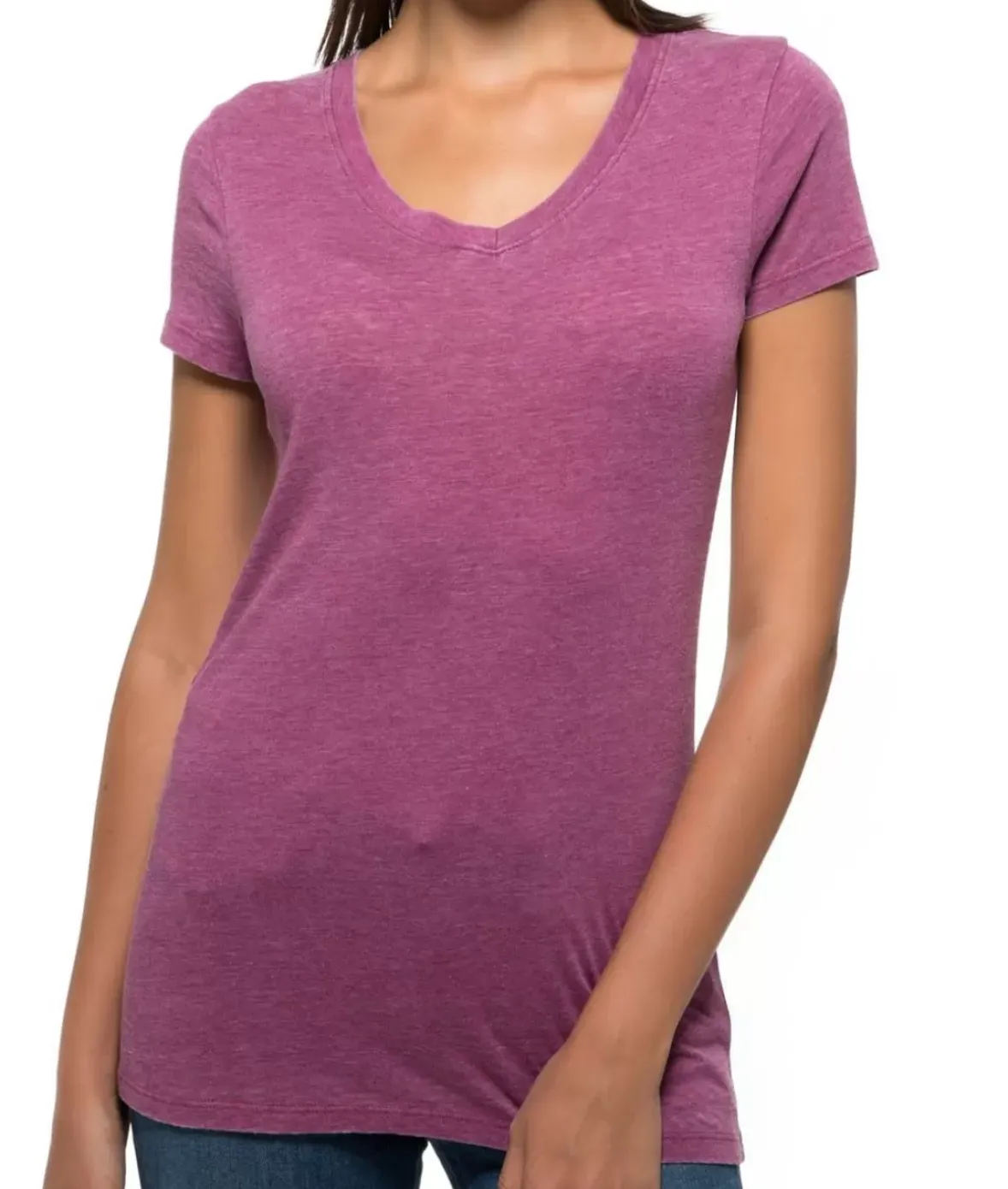 Nayked Apparel Tops>Women'S Ridiculously Soft Vintage Wash V-Neck Short Sleeve T-Shirt
