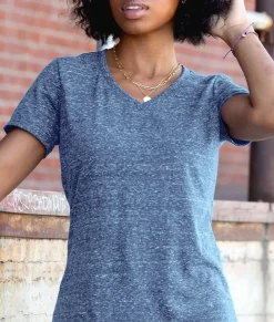 Nayked Apparel Tops>Women'S Ridiculously Soft Snow Heather V-Neck T-Shirt