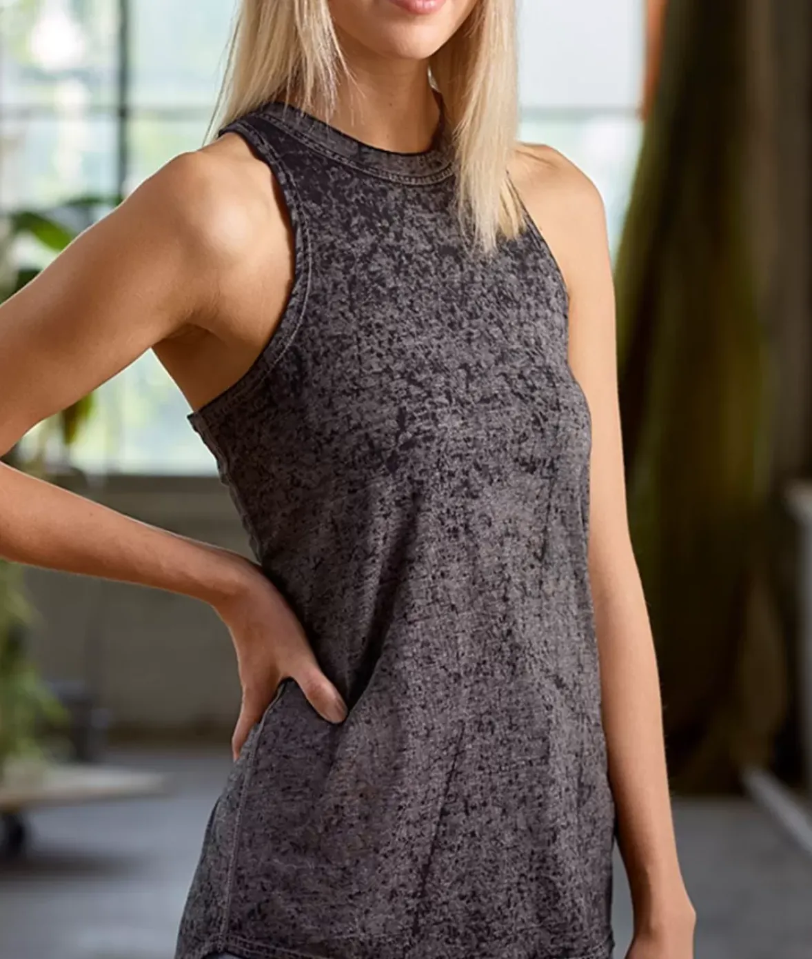 Nayked Apparel Tank Tops>Women'S Ridiculously Soft Burnout High Neck Tank Top