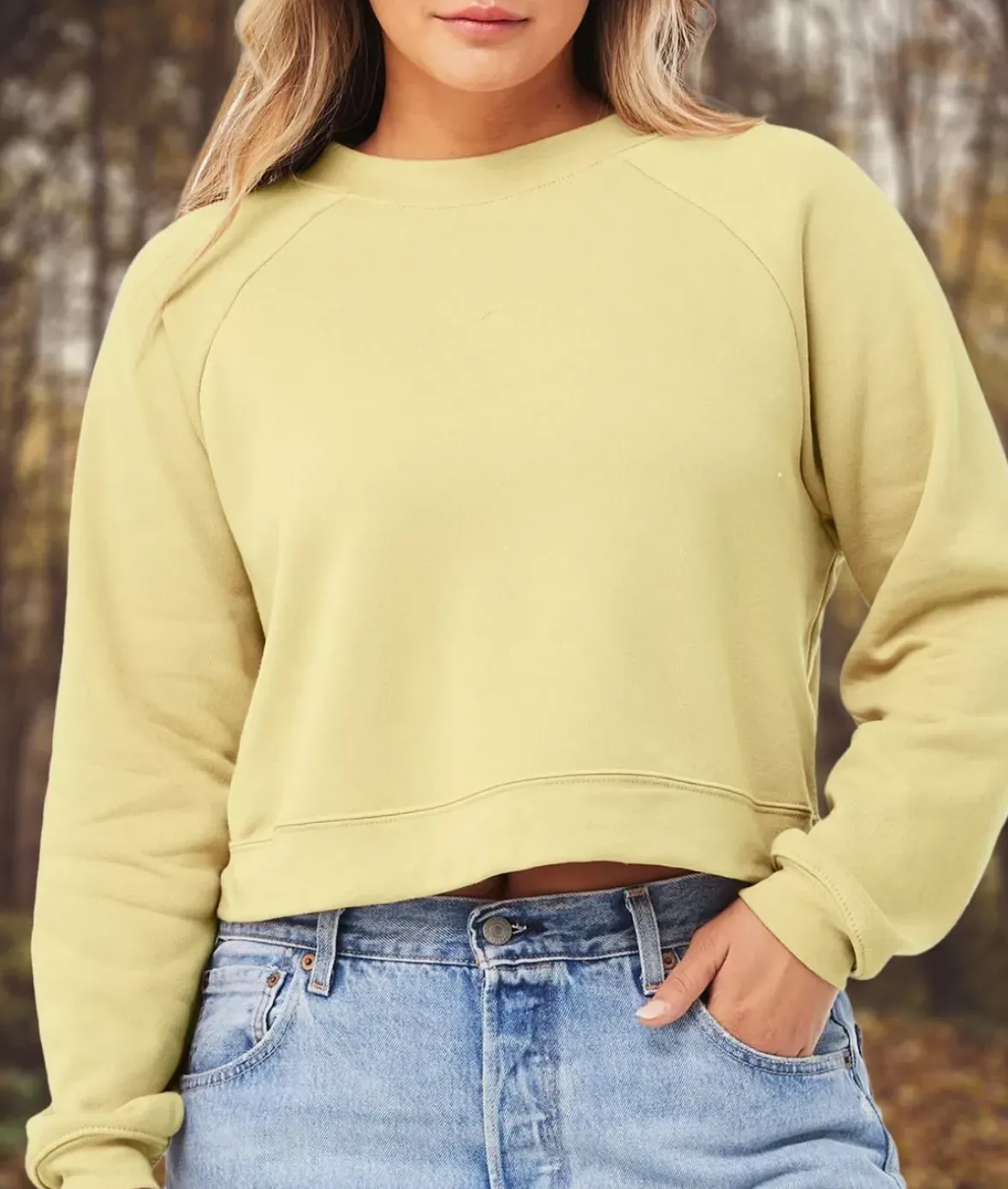 Nayked Apparel Tops>Women'S Ridiculously Soft Raglan Abbreviated Crop Pullover
