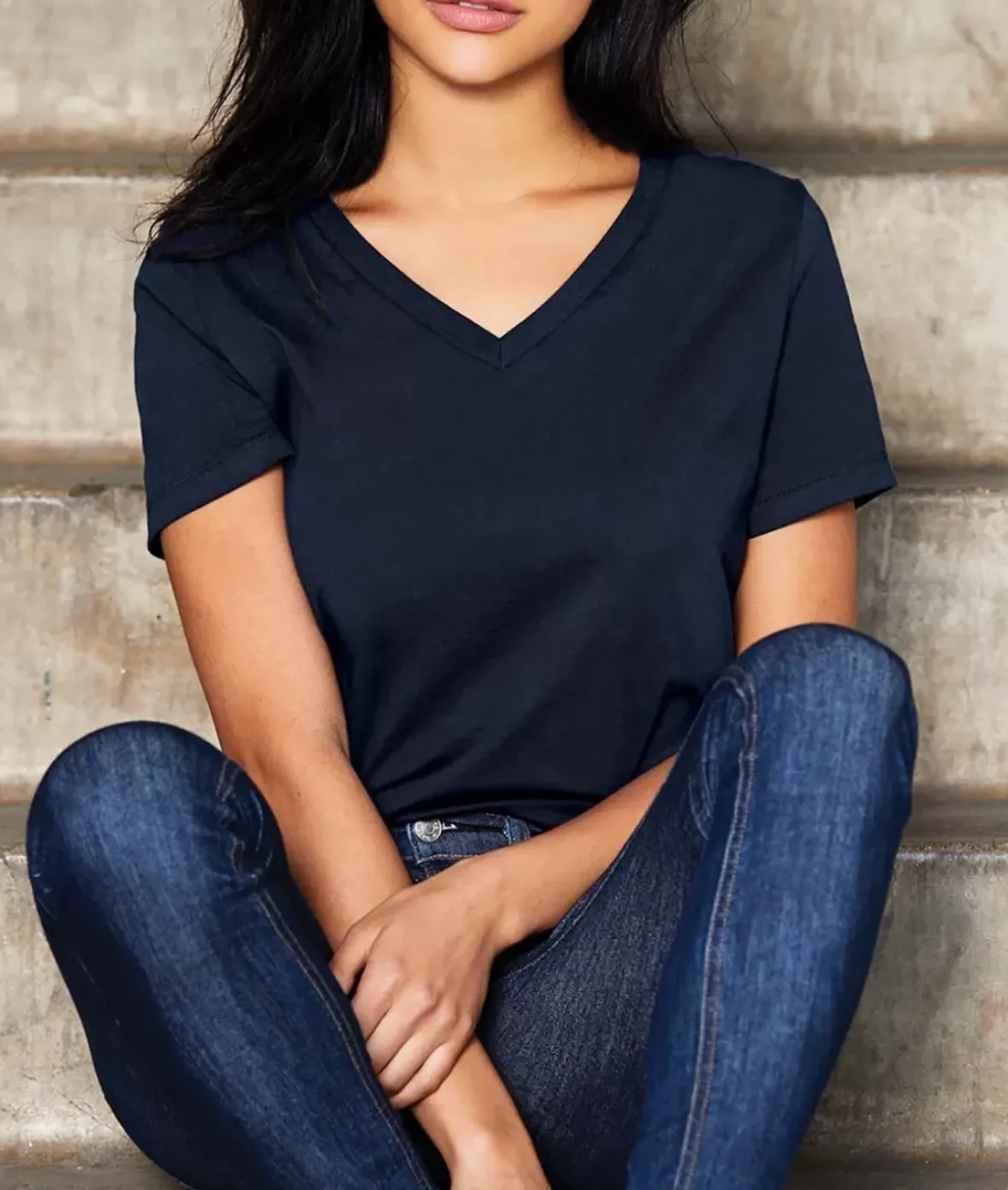Nayked Apparel Tops>Women'S Ridiculously Soft Relaxed Fit 100% Cotton V-Neck T-Shirt