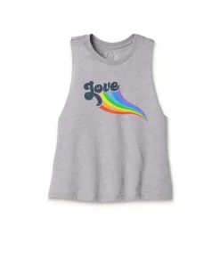Nayked Apparel Tank Tops>Women'S Ridiculously Soft Cropped Graphic Racerback Tank | Love