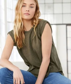 Nayked Apparel Tops>Women'S Ridiculously Soft Flowy Rolled Cuffs Muscle Tee