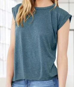 Nayked Apparel Tops>Women'S Ridiculously Soft Flowy Rolled Cuffs Muscle Tee