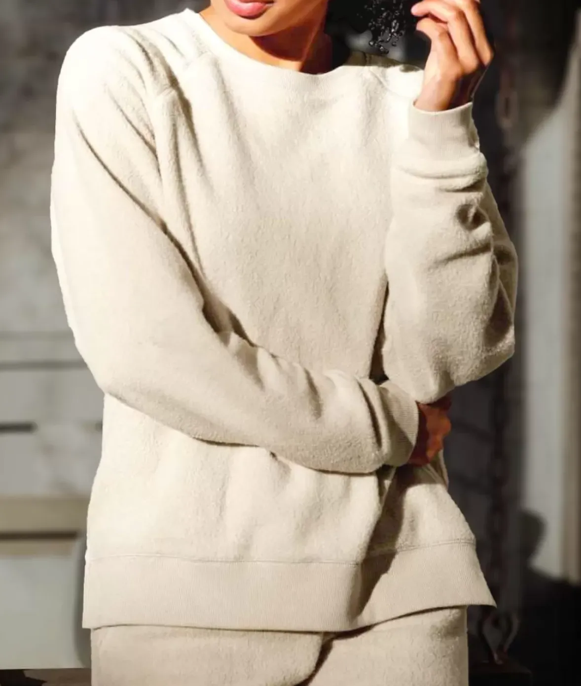 Nayked Apparel Tops>Women'S Snuggly Soft Reverse Fleece Sweatshirt