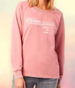 Nayked Apparel Tops>Women'S Soft Burnout French Terry Graphic Pullover | Here'S To Strong Women