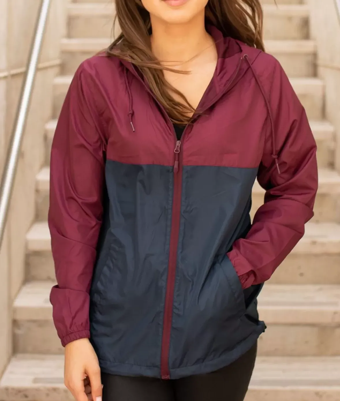 Nayked Apparel Outerwear>Women'S Soft Lightweight Oversized Full-Zip Windbreaker Jacket