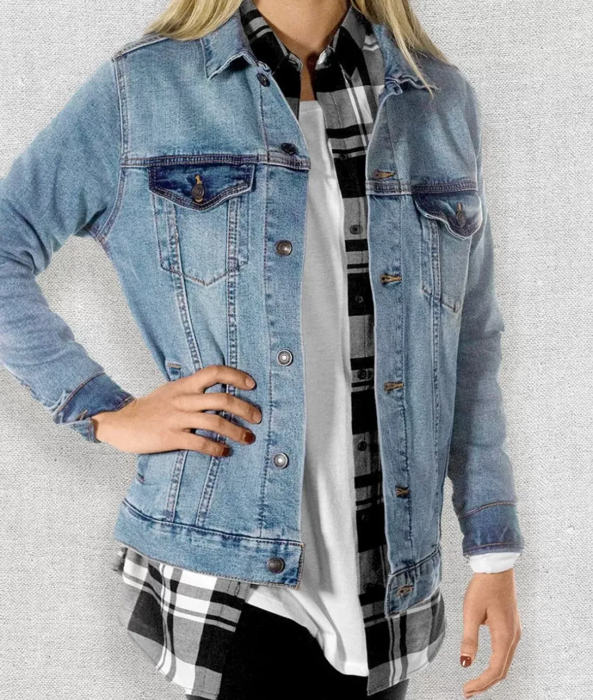 Nayked Apparel Outerwear>Women'S Soft Oversized Vintage Denim Jacket